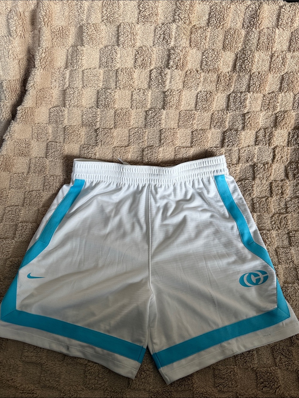 Nike Caitlin Clark White & Teal Women's Athletic Shorts with Logo